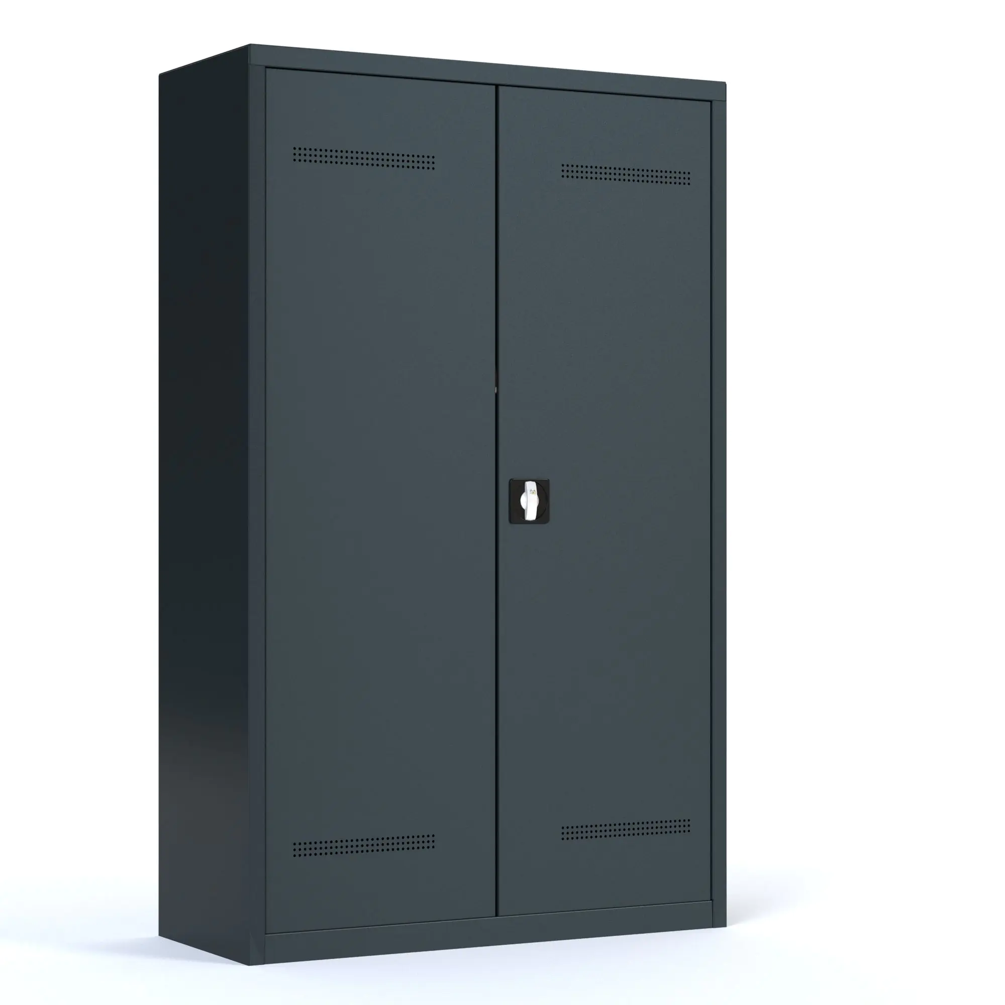 Schuhschrank aus Stahl, 195 cm hoch, 120x40 cm (BxT), Dreh-Türen, aus der Kategorie Taschen- & Schuhaufbewahrung 
