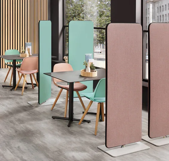 Akustik Standpaneel B/H/T 60 x 160 x 30 cm, 360° drehbar auf Bodenplatte alufarbig aus der Kategorie Raumteiler