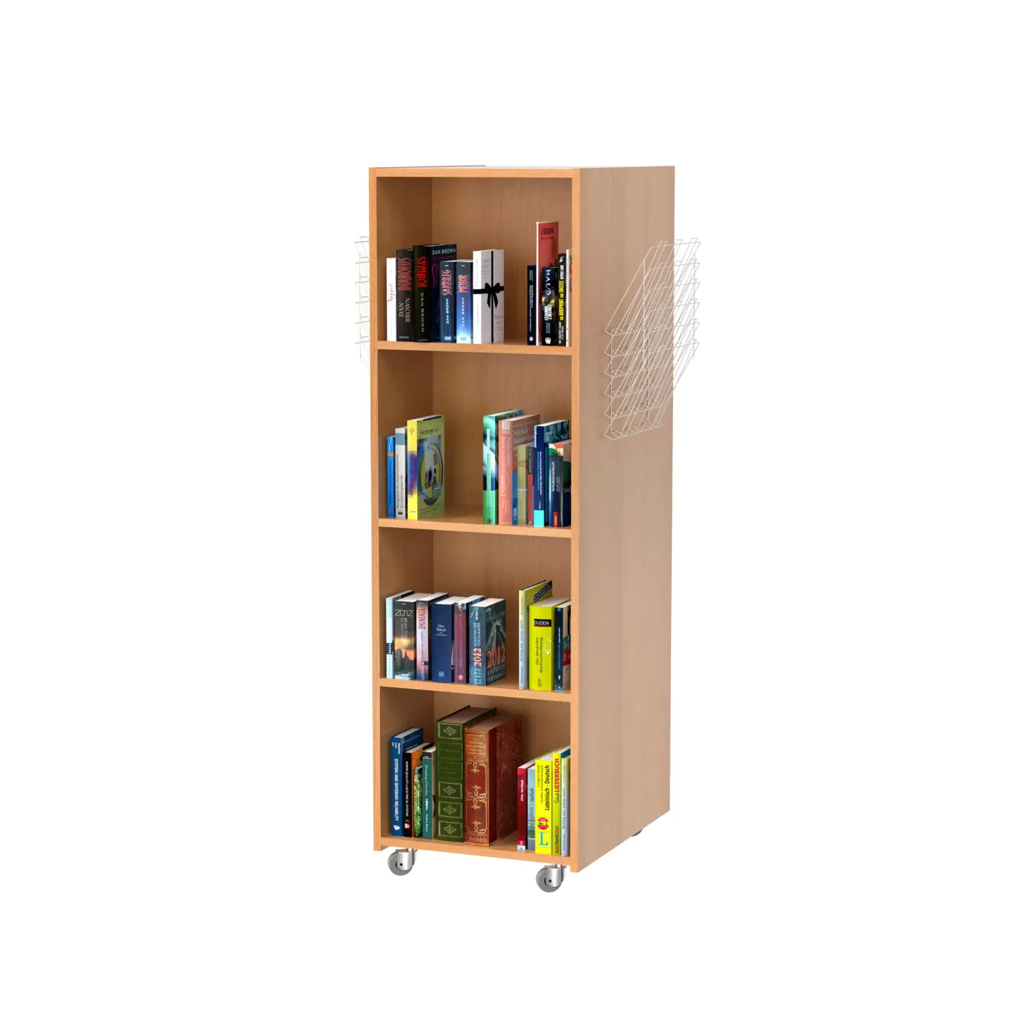 Bücherregal, 165 cm hoch, 52x64 cm (B/T), doppelseitig, 6 Böden, aus der Kategorie Bibliotheksinseln