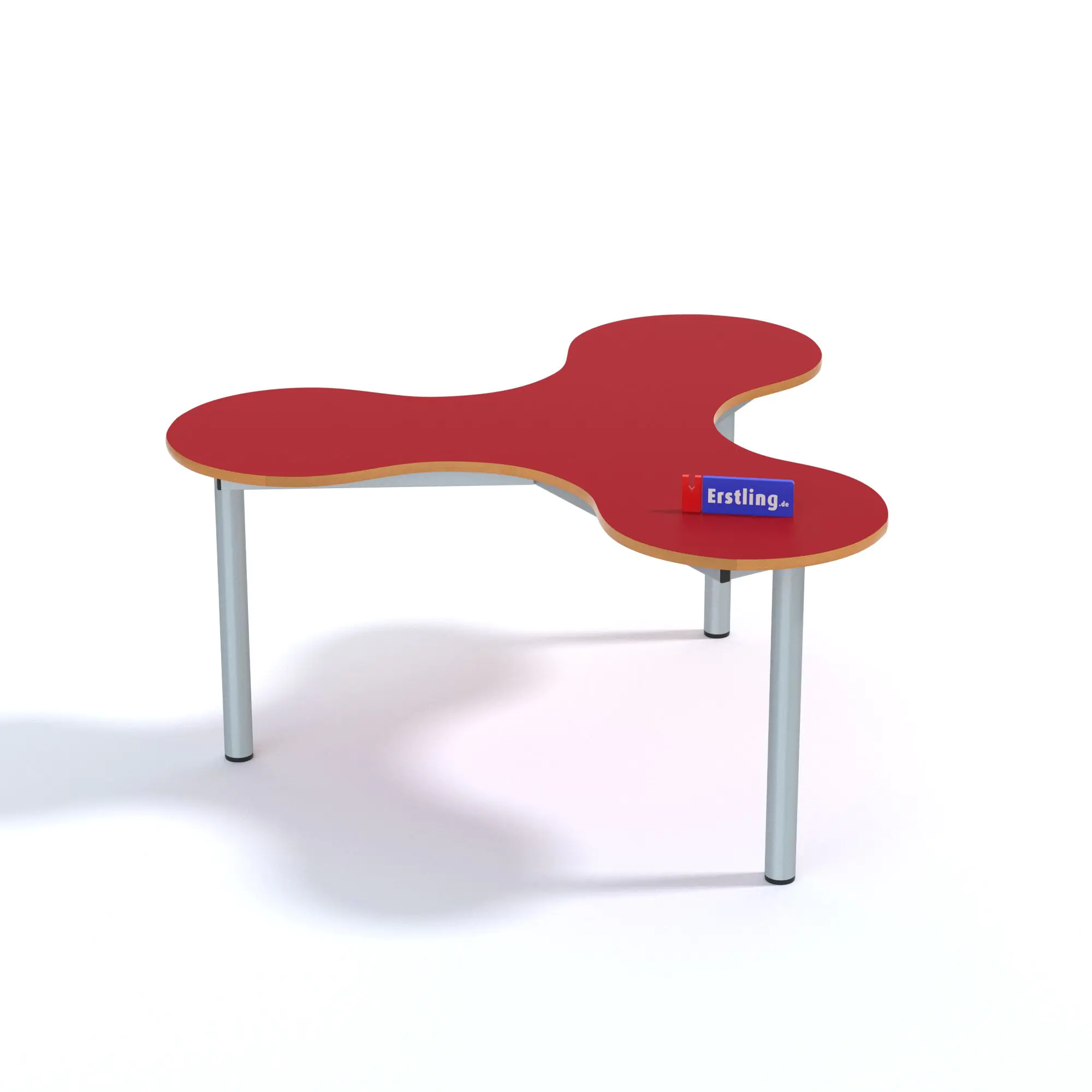 Kleeblatt 3er Tisch, 134x122 cm (B/T), höhenverstellbar 58-72 cm, aus der Kategorie Kleeblatttische