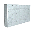 Handyfachschrank aus Stahl,  78 cm hoch, 129x20 cm (B/T), 35 nummerierte Handyfächer, aus der Kategorie Schließfachschränke Schüler