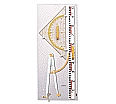 Gerätetafel-Satz mit Dezimeterlineal, Zirkel mit Gradbogen, Geo-Zeichendreieck 80 cm aus der Kategorie Zeichengeräte