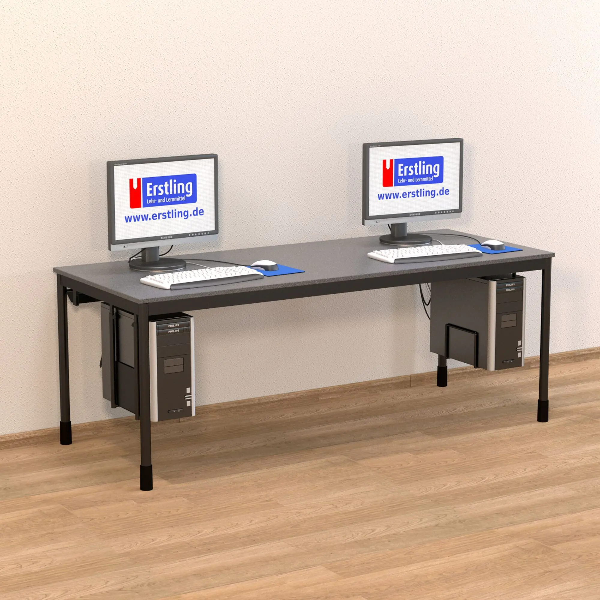 EDV-Tisch, 200x80 cm (B/T), 72 cm hoch, offener Blechkabelkanal, aus der Kategorie EDV-Tische