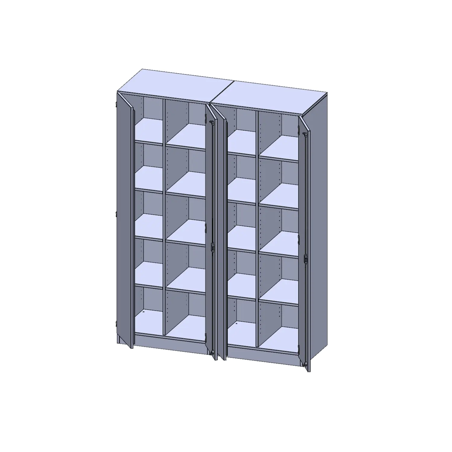 ErgoTray Schrank, zweiteilig, 4reihig, 5 OH, viertürig, zweiteilig, B/H/T 140,6x190x50cm aus der Kategorie Klassen- und Schulschränke