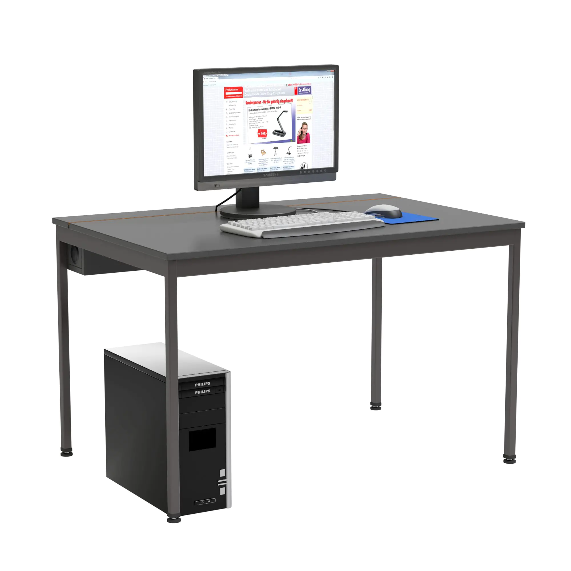 EDV-Tisch, 120x90 cm (B/T), 72 cm hoch, Holzkabelkanal mit Deckel, aus der Kategorie EDV-Tische