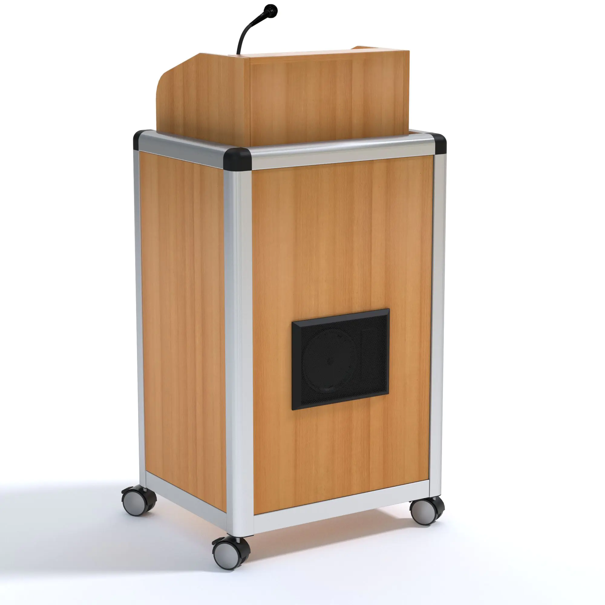 Rednerpult, höhenverstellbar 100-128 cm, 65x51 cm, fahrbar, mit Beleuchtung, aus der Kategorie Rednerpulte