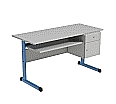 Lehrertisch, 130x65 cm (B/T), 76 cm hoch, Platte: Melamin, ABS-Kante,