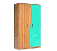 Wellentürenschrank, 190 cm hoch, 105x50 cm (B/T), Tür rechts aquagrün, aus der Kategorie Funktionale Tische