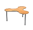 Kleeblatt 3er Tisch, 134x122 cm (B/T), Höhe wählbar,