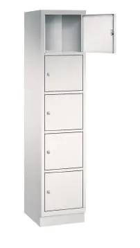 Schließfachschrank aus Stahl mit Stahlblechsockel, B/H/T 42,5x195x50, 5 Fächer
