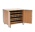 Papierschrank,  90 cm hoch, 111x81 cm (B/T), 6 Böden, 2 Türen, fahrbar