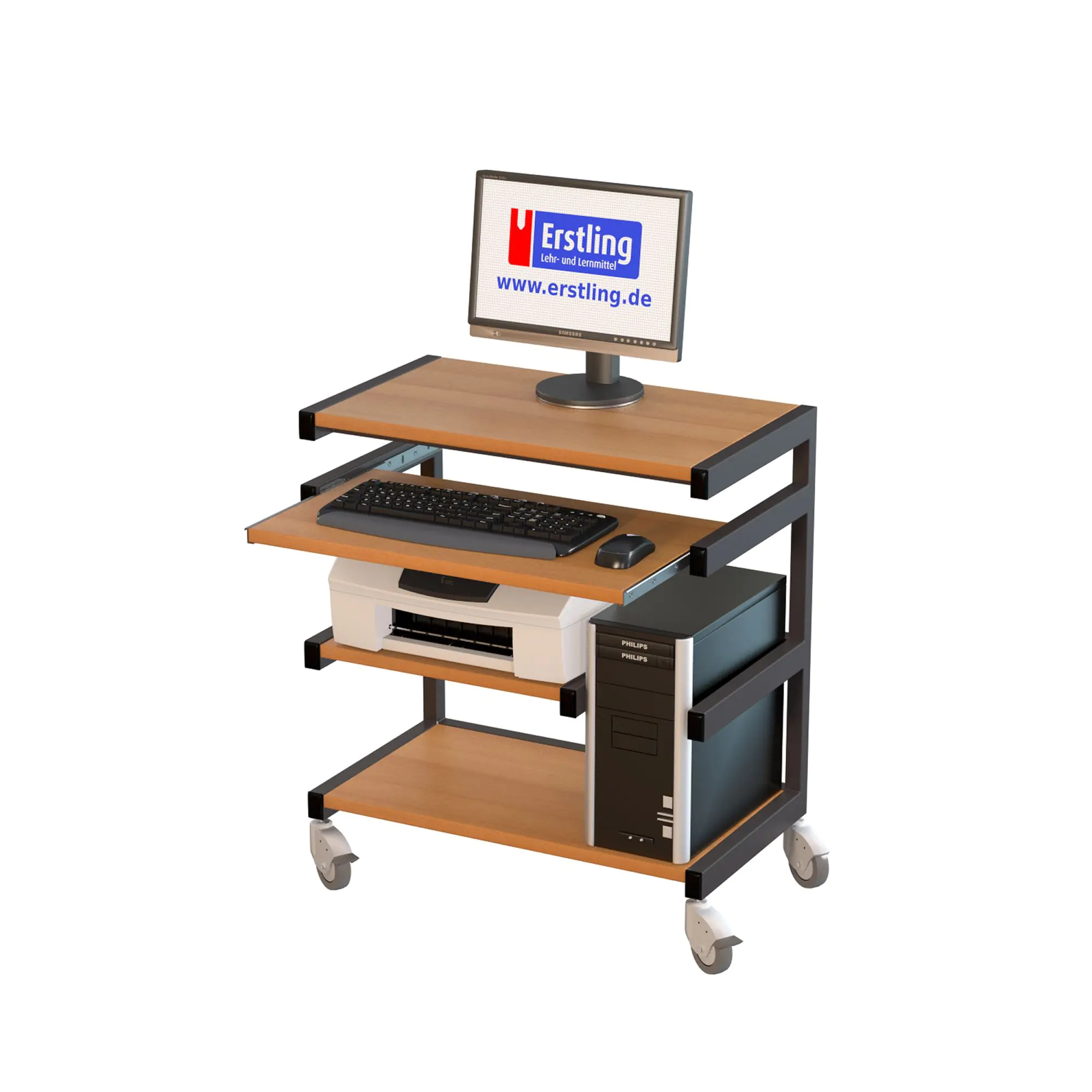 EDV-Workstation,  85 cm hoch, 70x40 cm (B/T), fahrbar, aus der Kategorie Mobile Arbeitsplätze