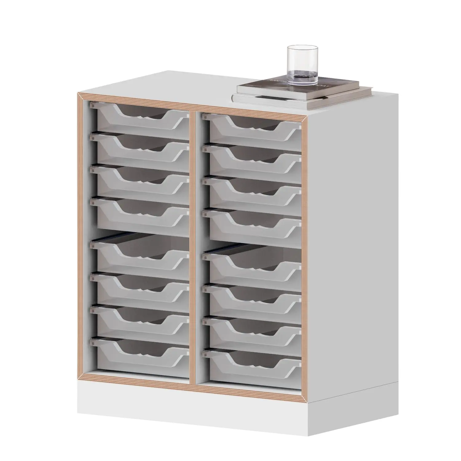 qickly® Regal, 2 OH, 16 kleine Ergo Tray Boxen, B/H/T: 70,1x74,3x42,6 cm aus der Kategorie Regale Schnelllieferprogramm