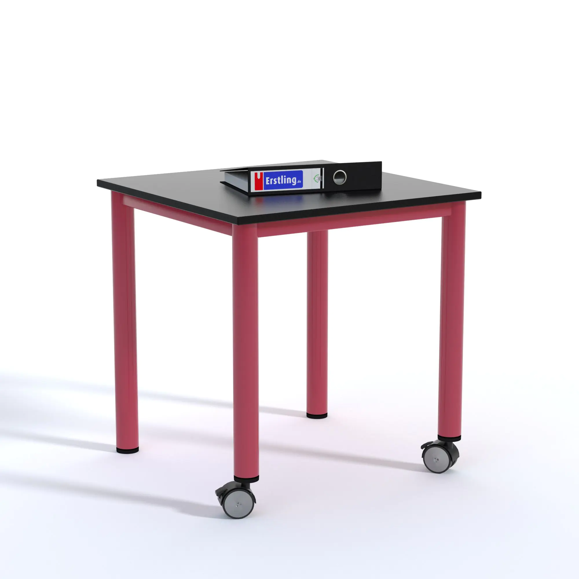 Quadrattisch,  70x70 cm (B/T), Höhe wählbar, fahrbar (2 Füße mit Rollen),