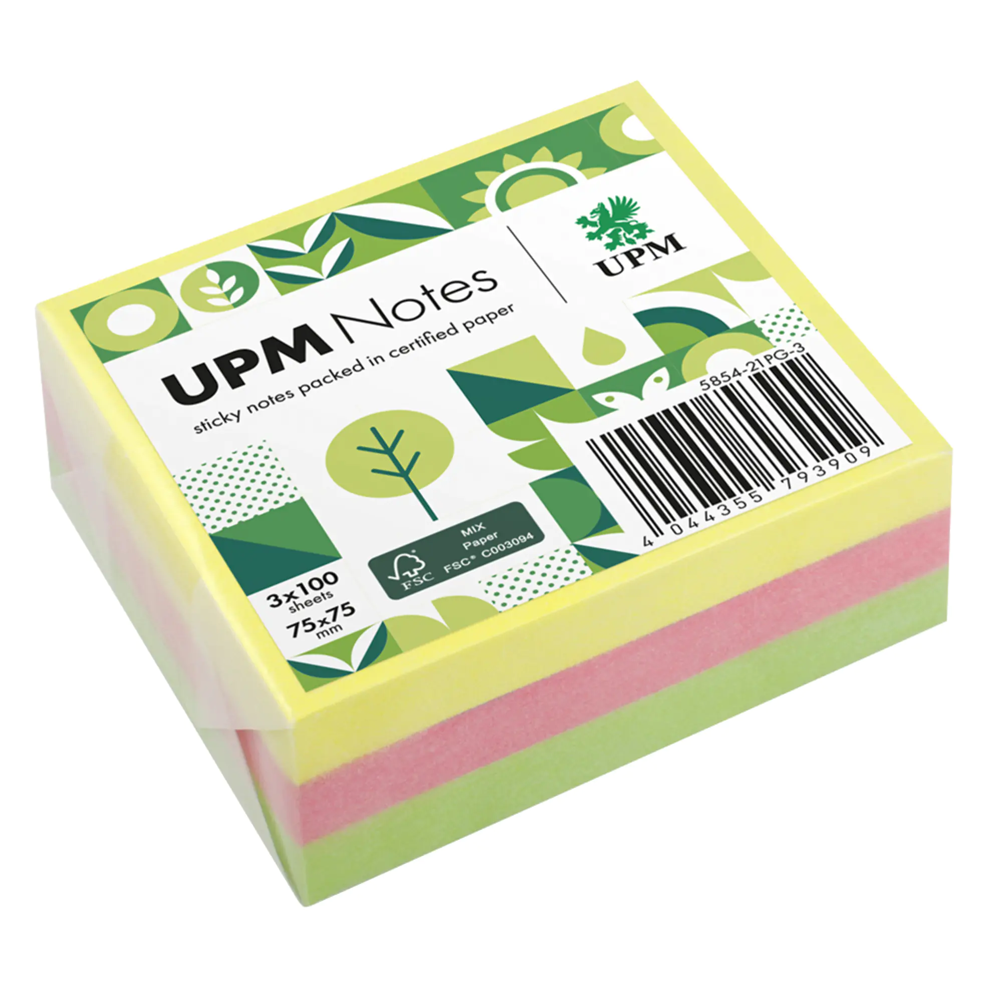 UPM Notes Haftnotiz Brillant 75x75mm 100Bl. sort. 3St. aus der Kategorie Haftnotizen & Notizzette