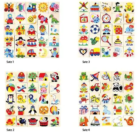 Erkennungsbildchen Satz 1 bis 4 als Set, Material: bedrucktes Sperrholz mit Klebeplättchen aus der Kategorie wandmontierte Garderoben