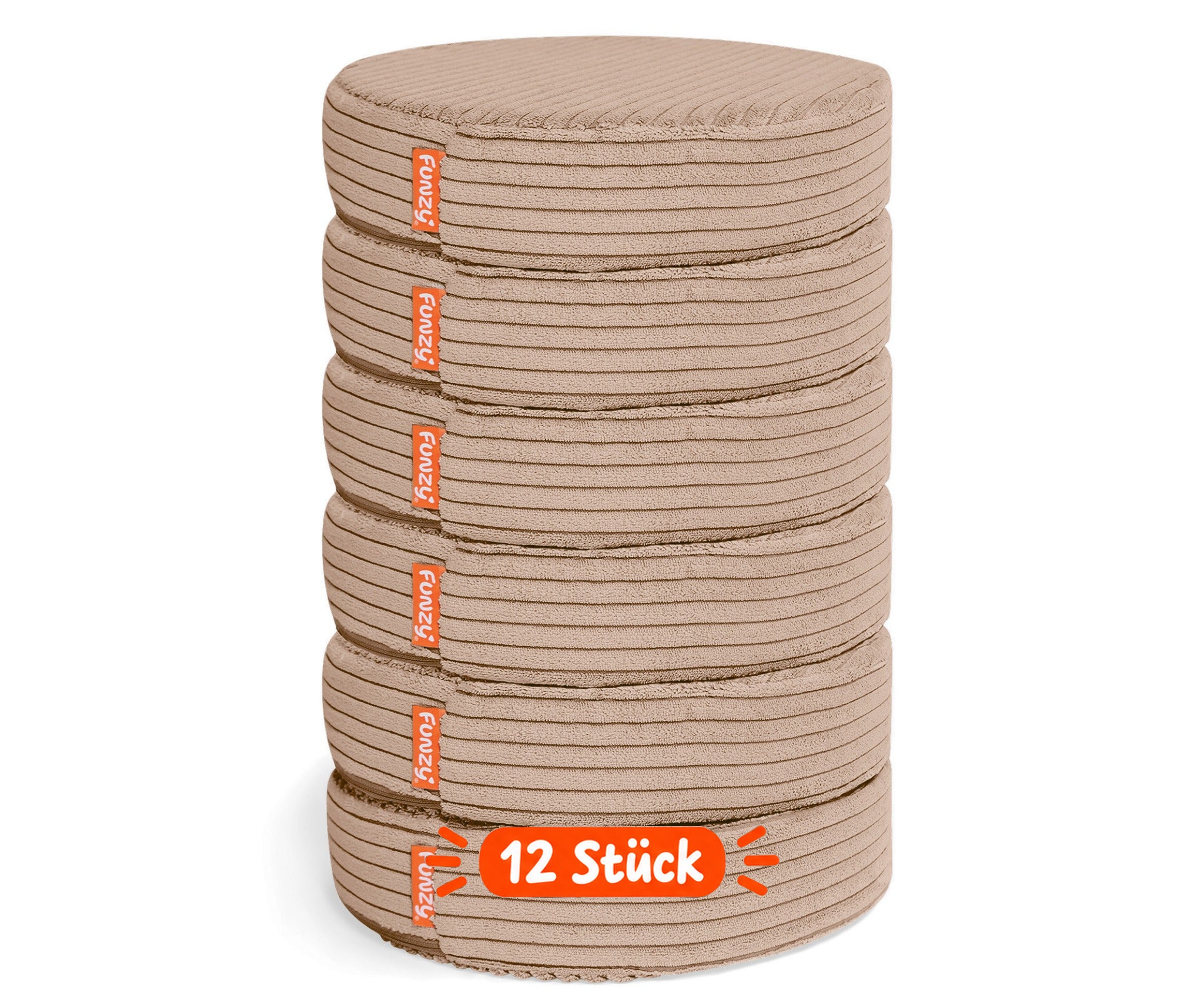 Funzy Buttons Ø 32cm, Höhe 7cm, Set aus 12 runden Spiel- und Sitzkissen mit Cordbezug aus der Kategorie Polstermöbel