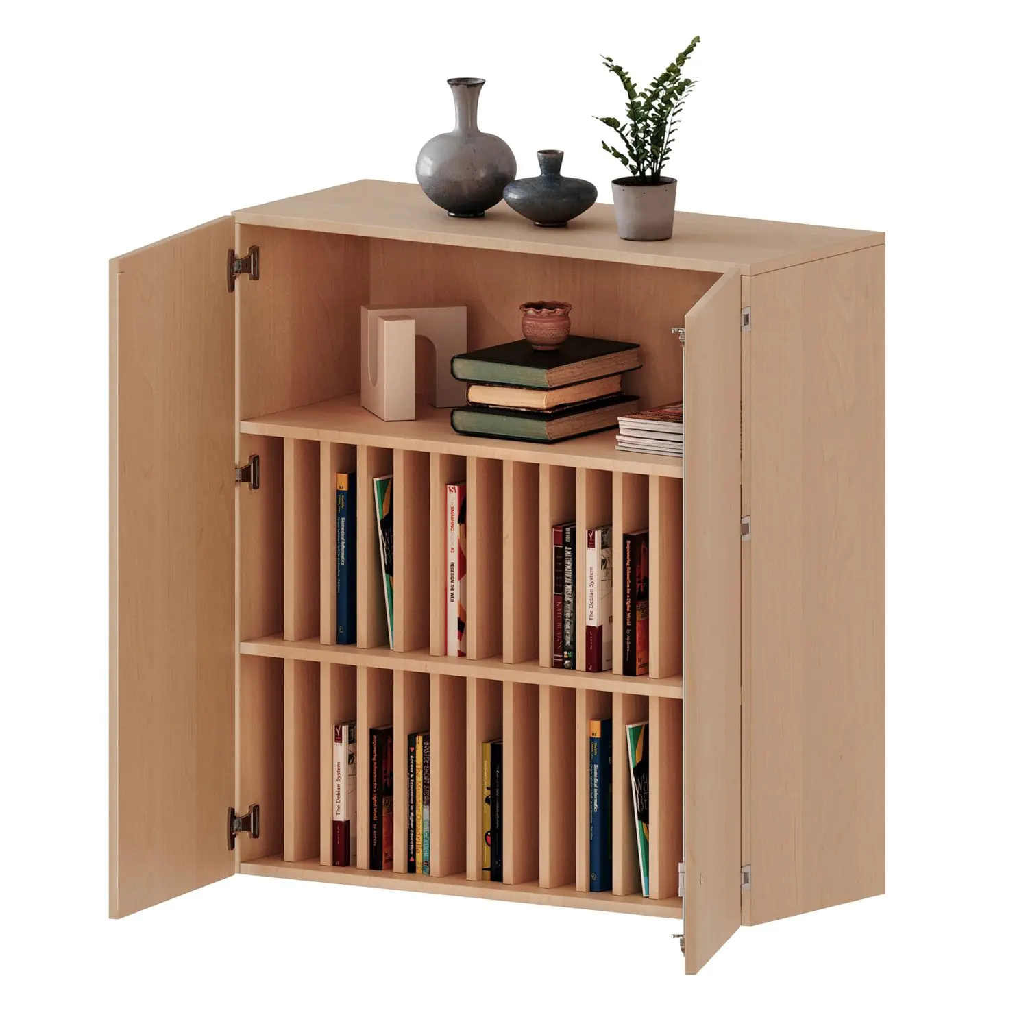 Aufsatz für Klassenbücher, 3 OH, 2 Reihen für je 14 Klassenbücher, B/H/T 100x108x40cm aus der Kategorie Schränke allgemein