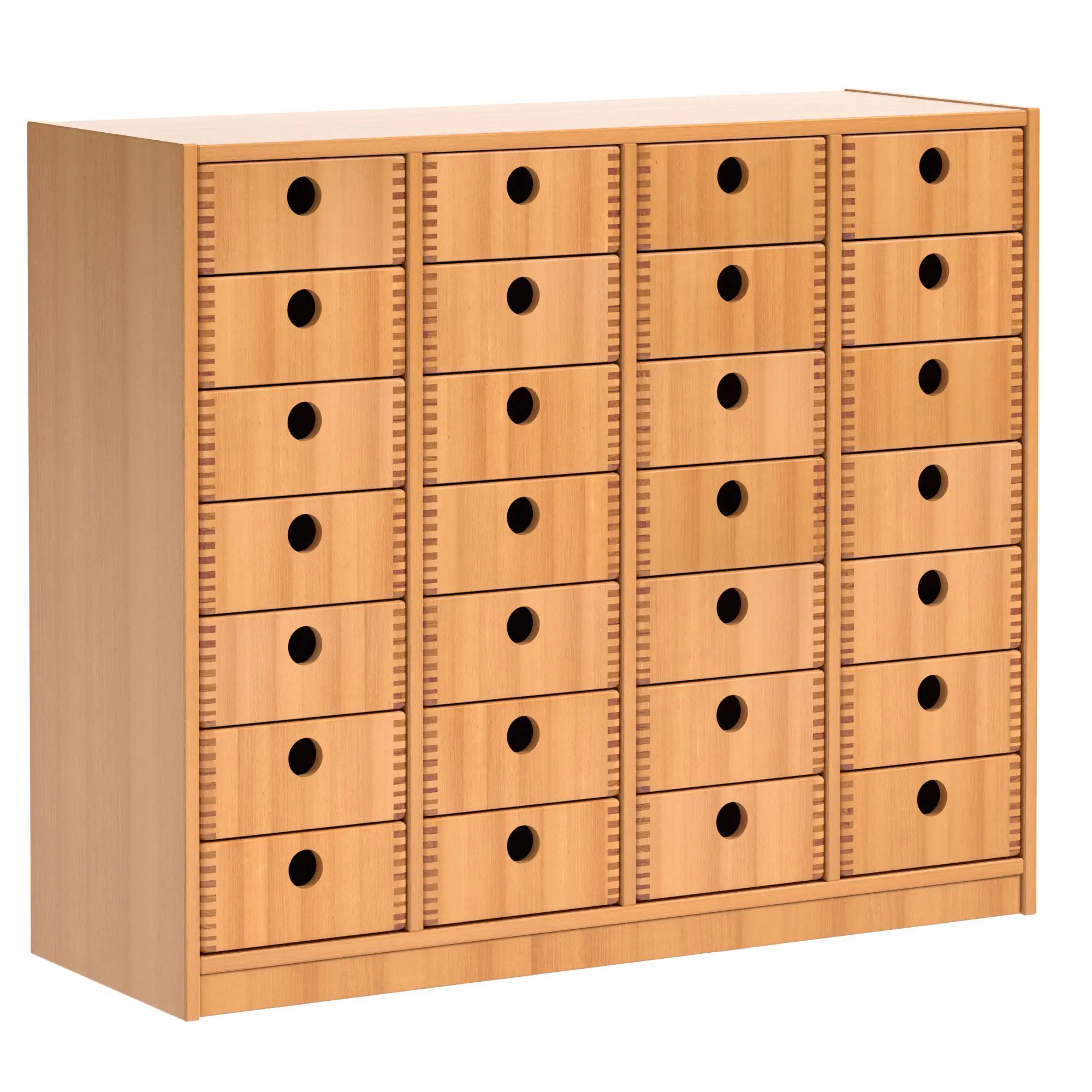 Schrank mit 28 Massivholzkästen,  98 cm hoch, 112,5x40 cm (B/T), aus der Kategorie Massivholzschränke