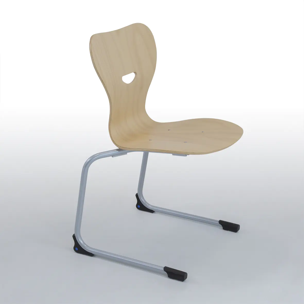 Freischwinger, C-Form-Gestell, lieferbar 31 bis 46 cm, RAL 9006 aus der Kategorie Holzstühle