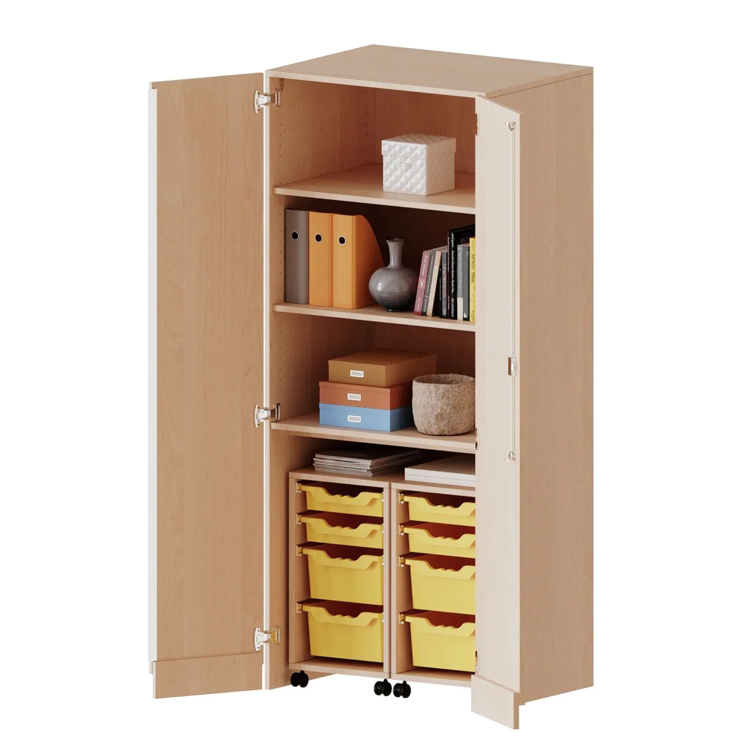 Garagenschrank OH,ne Sockel, 5 OH, 2 Container mit je 2 flachen und 2 hohen Boxen, B/H/T 80x190x60cm aus der Kategorie Fachbereichsschränke