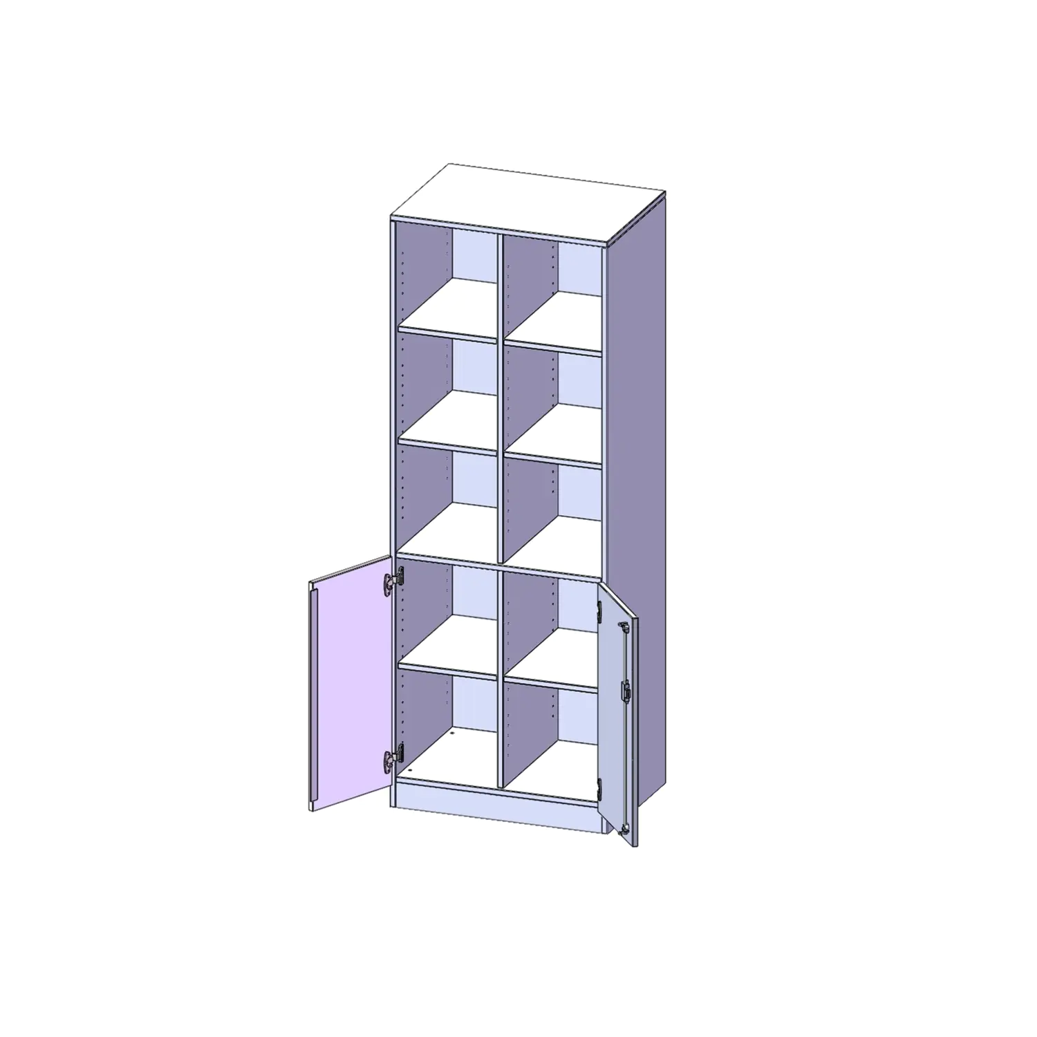 ErgoTray Kombi-Schrank, 2reihig, 5 OH, 2 OH unten mit Türen, oben 3 OH Regal, B/H/T 70,3x190x50cm aus der Kategorie Klassen- und Schulschränke