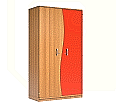 Wellentürenschrank, 190 cm hoch, 105x50 cm (B/T), Tür rechts rot,