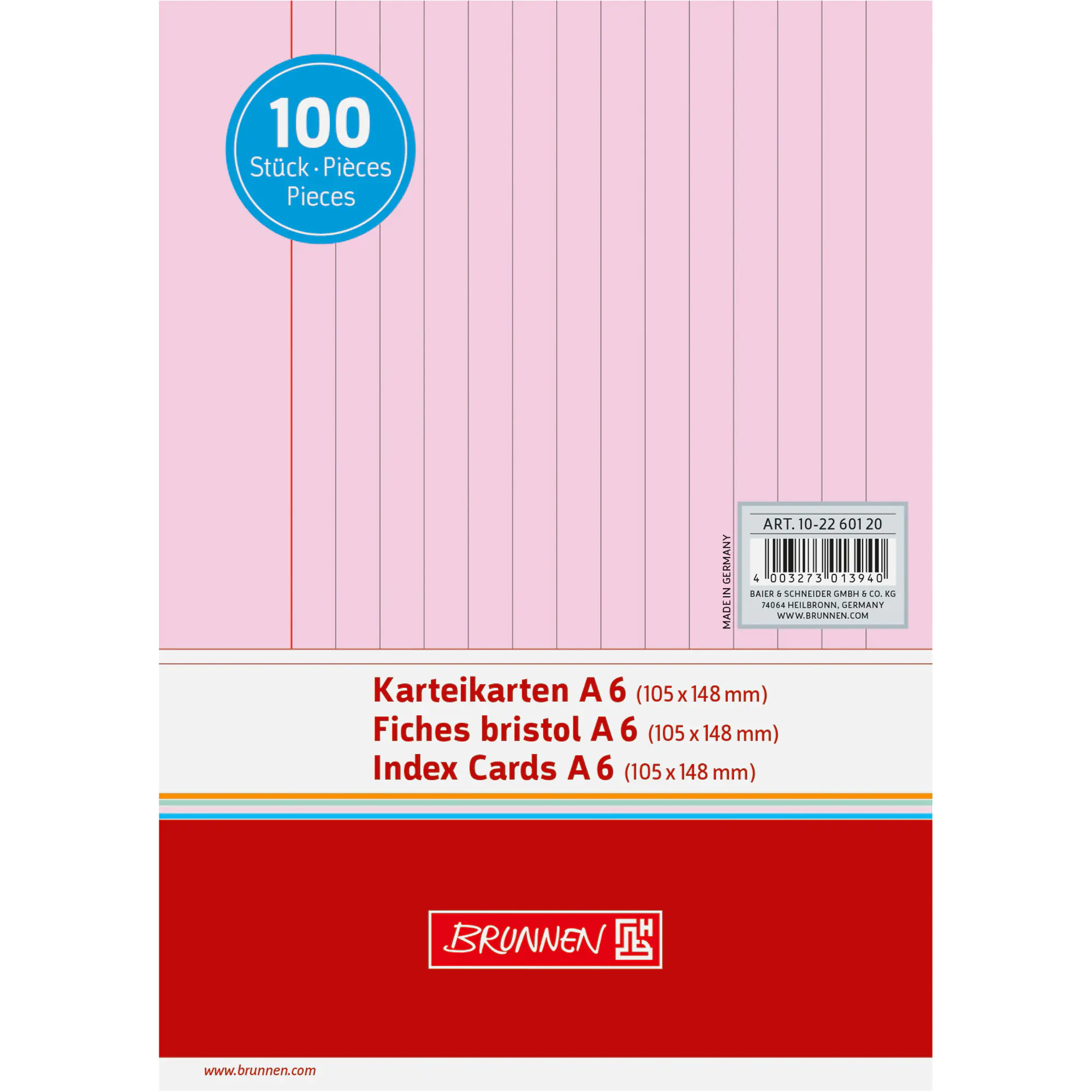Brunnen Karteikarte DIN A6 lin. rt 100 St. aus der Kategorie Karteiablage