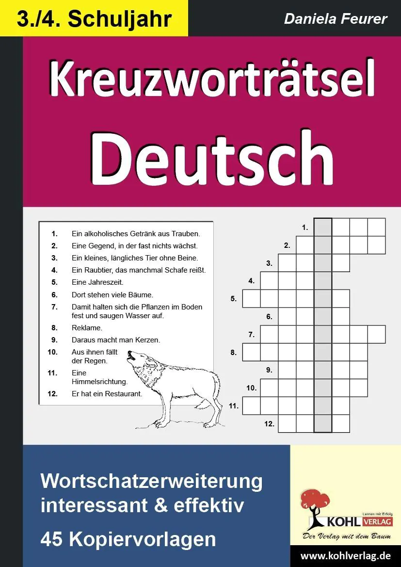 Kreuzworträtsel Deutsch 3.-4. Schuljahr aus der Kategorie Deutsch