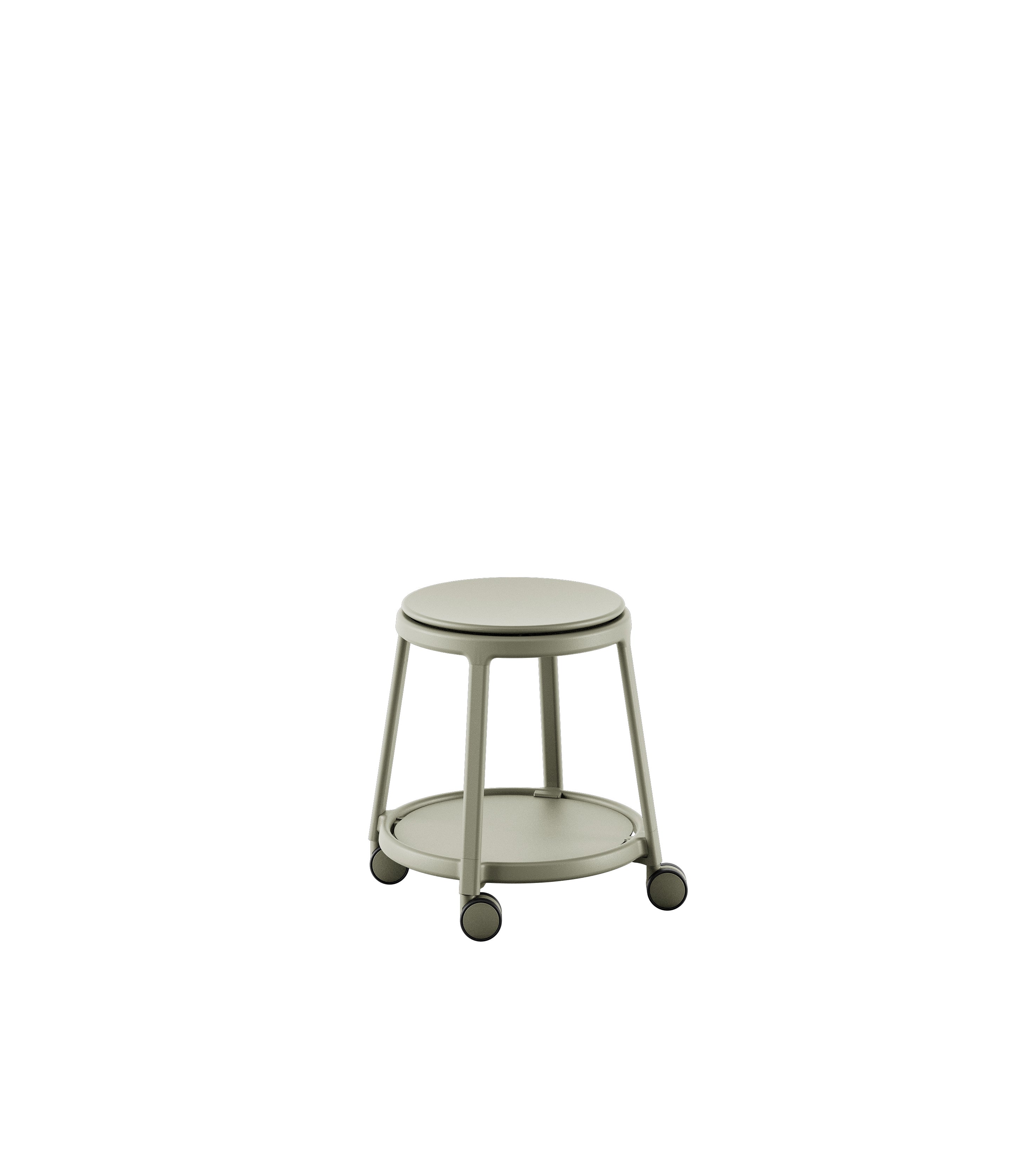 ROUND&ROLL drehbare Sitzfläche aus Polypropylen, fahrbar aus der Kategorie Hocker