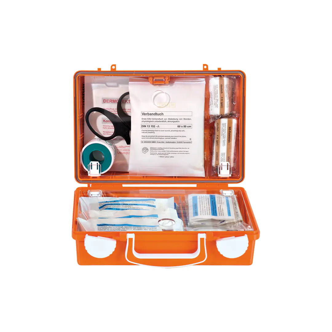 Erste-Hilfe-Koffer QUICK-CD orange mit Füllung Standard DIN 13157 aus der Kategorie Erste Hilfe