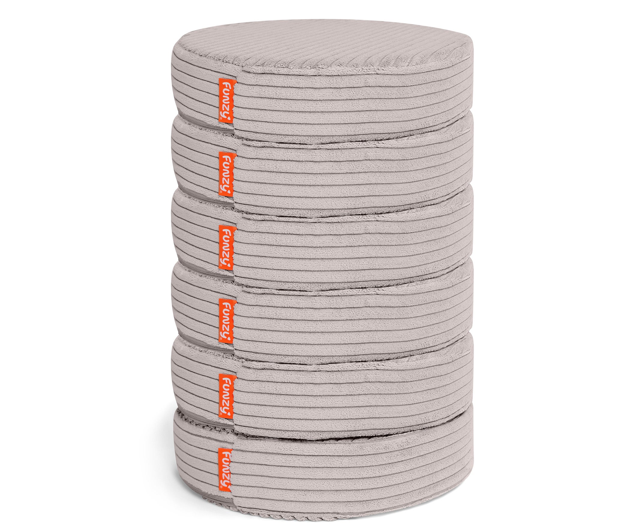Funzy Buttons Ø 32cm, Höhe 7cm, Set aus 12 runden Spiel- und Sitzkissen mit Cordbezug aus der Kategorie Funzy