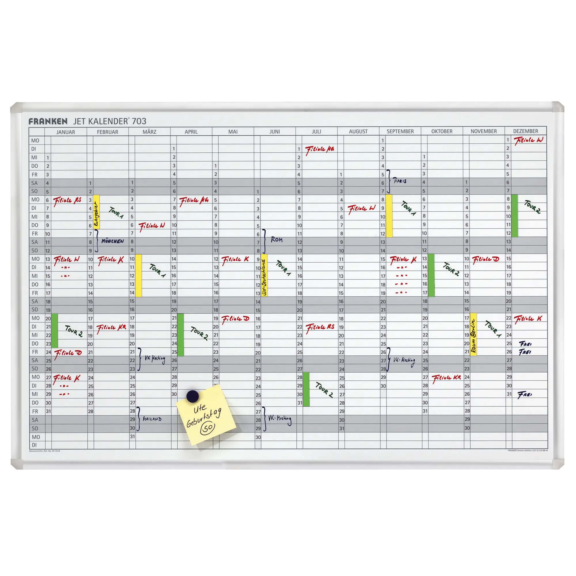 Franken Jahresplaner JetKalender 90x60cm 12M ws aus der Kategorie Plantafeln
