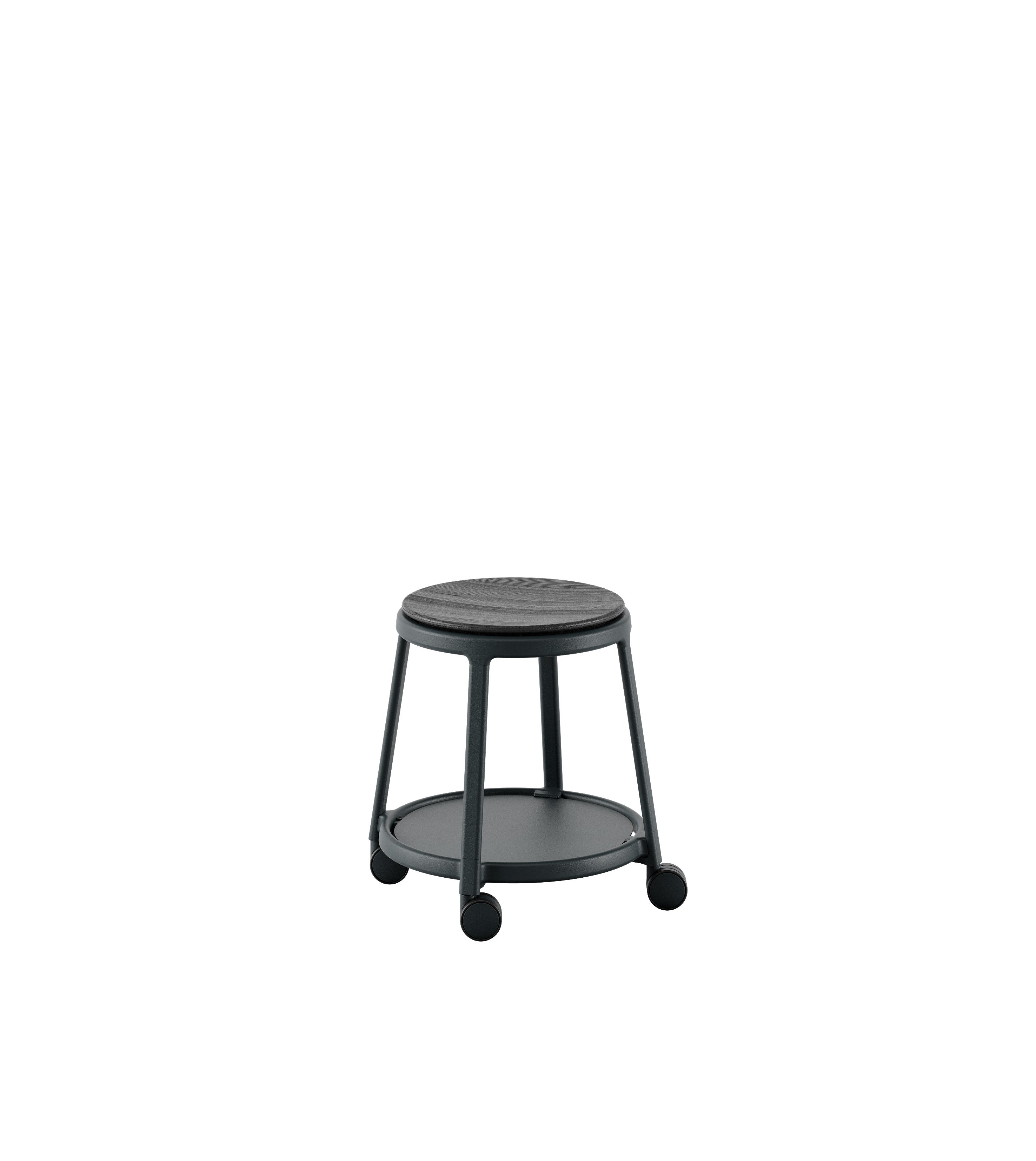 ROUND&ROLL feste Sitzfläche aus Holz, fahrbar aus der Kategorie Hocker
