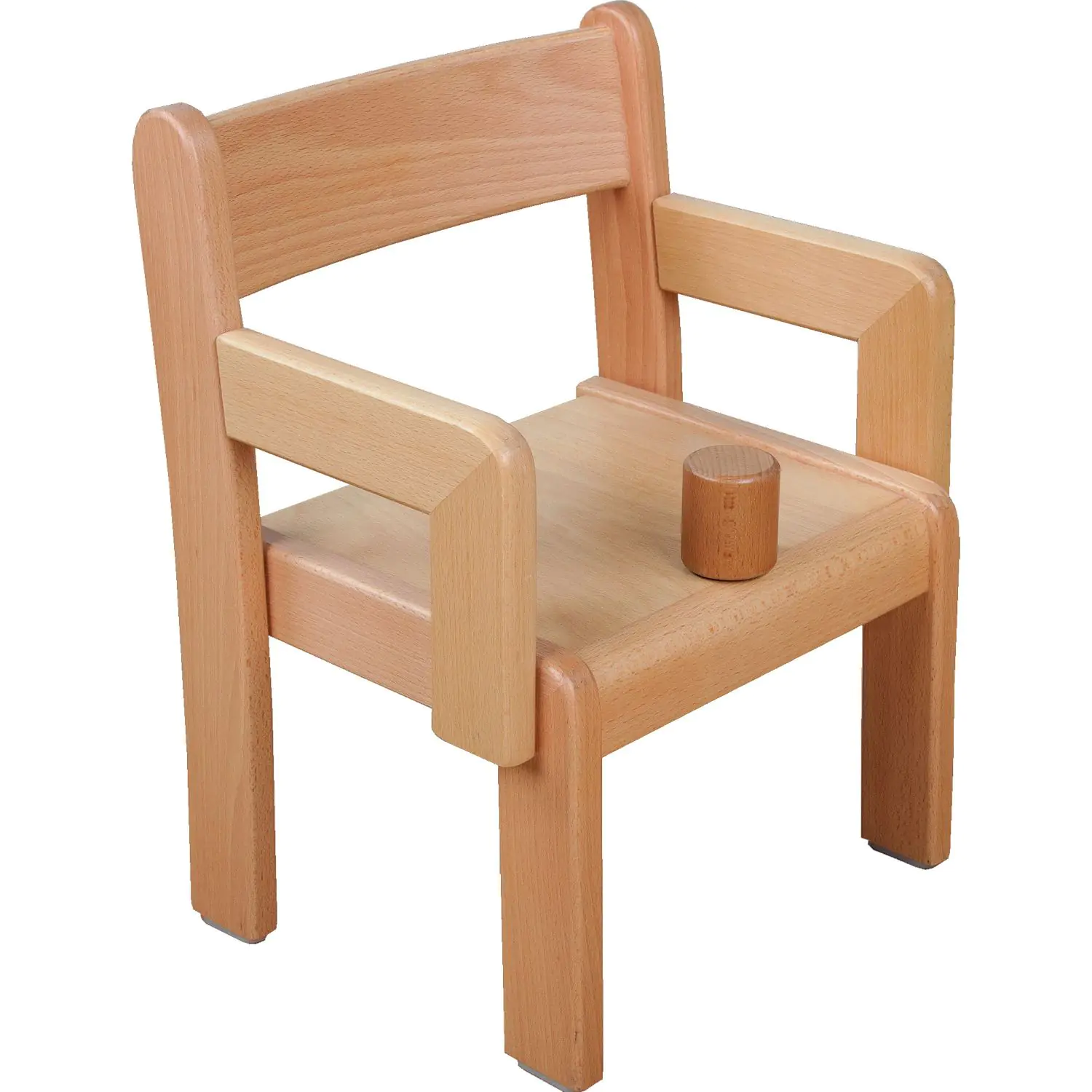 Massivholzkinderstuhl mit Armlehnen, Buche massiv, Kunststoffgleiter aus der Kategorie Kinderstühle