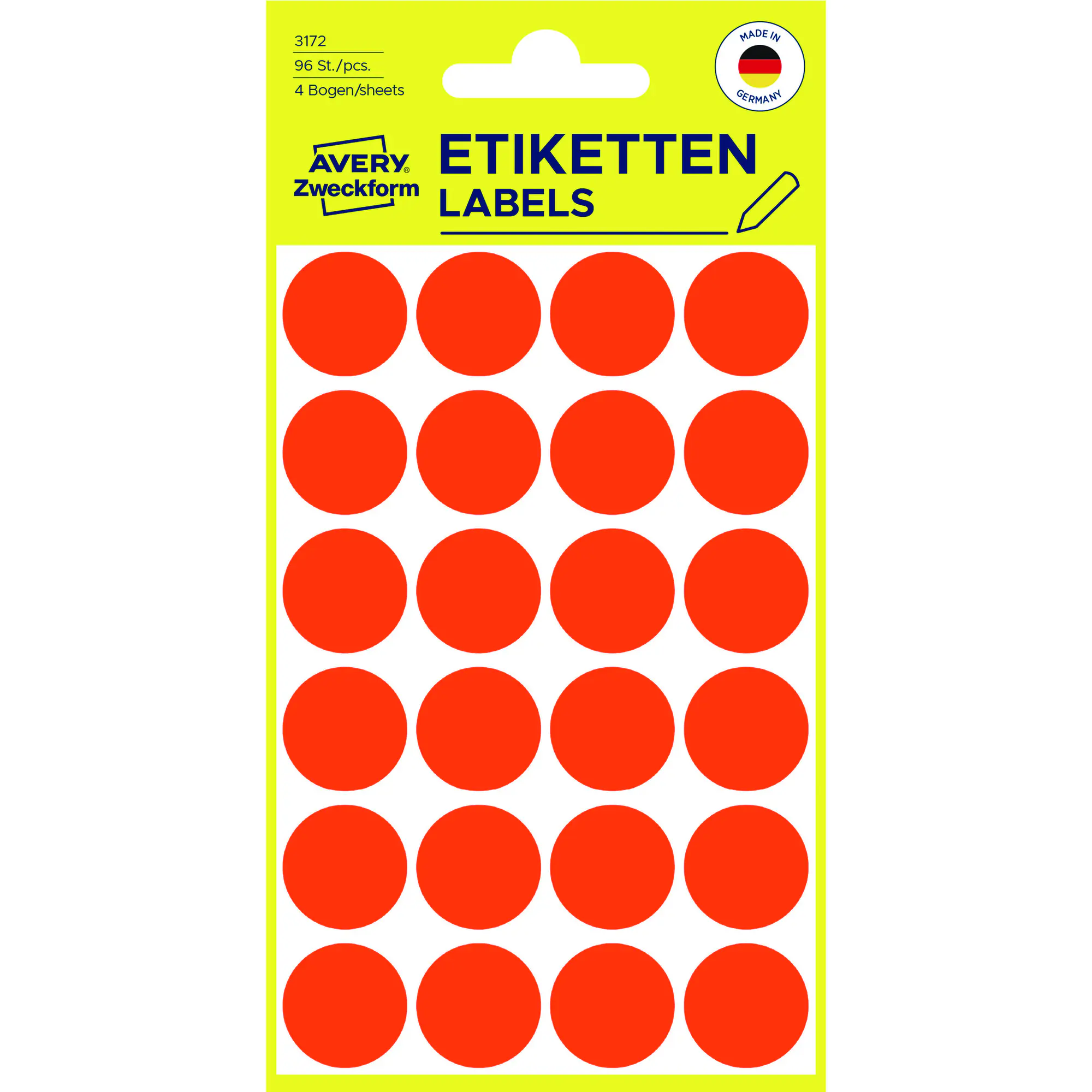 Avery Markierungspunkt 18mm leuchtrot 96 St aus der Kategorie Etiketten