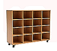Klassenraumregal,  98 cm hoch, 130x40 cm (B/T), 16 Fächer, 4-spaltig