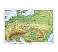 Wandkarte Mitteleuropa, phys.(Vorderseite), stumm (Rückseite), 160x120 cm,