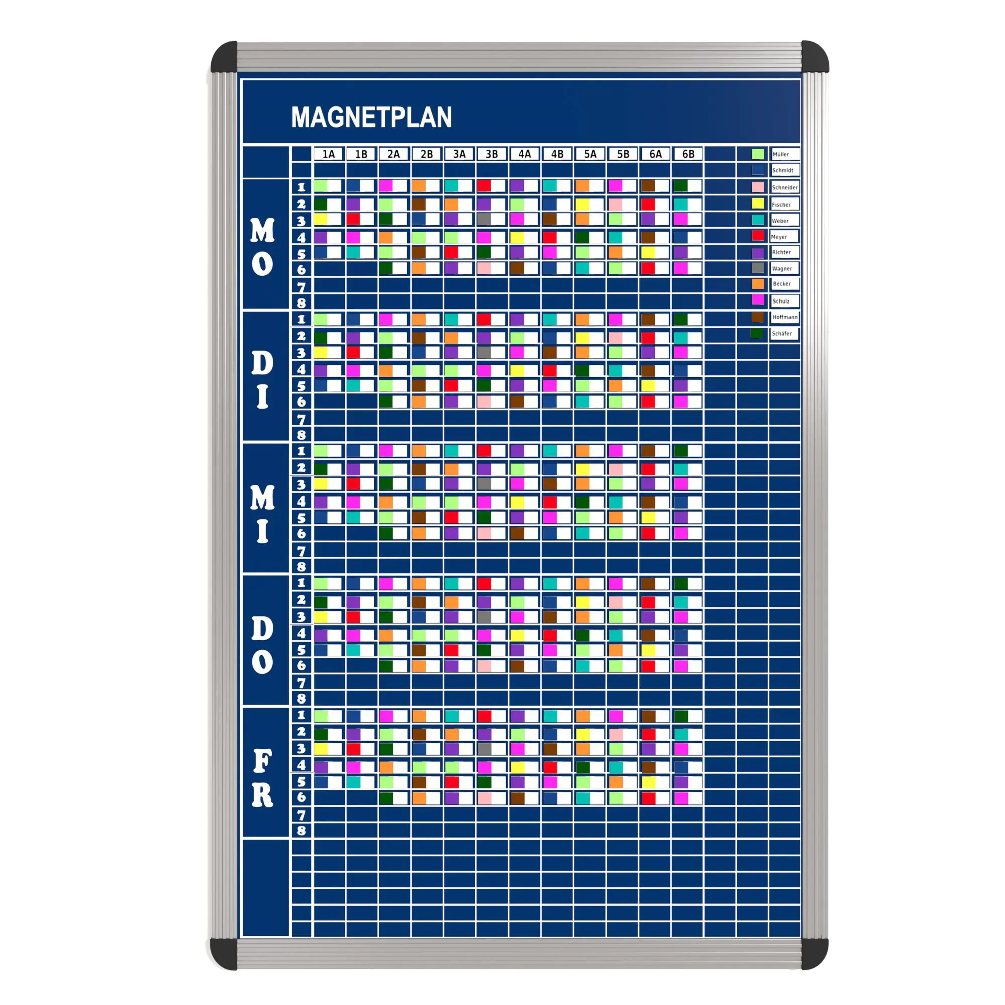 Klassen-Plantafel,  8 Stunden Mo-Fr, für 15 Klassen, 103x77 cm, aus der Kategorie Klassenplan-Tafeln 8h