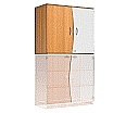 Wellentüren-Aufsatzschrank, 91 cm hoch, 105x50 cm (B/T), Tür rechts grau,