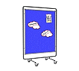 Fahrbare Trennwand, Höhe 190 cm, Tafelfläche 120x150 cm, doppelseitige Textiloberfläche