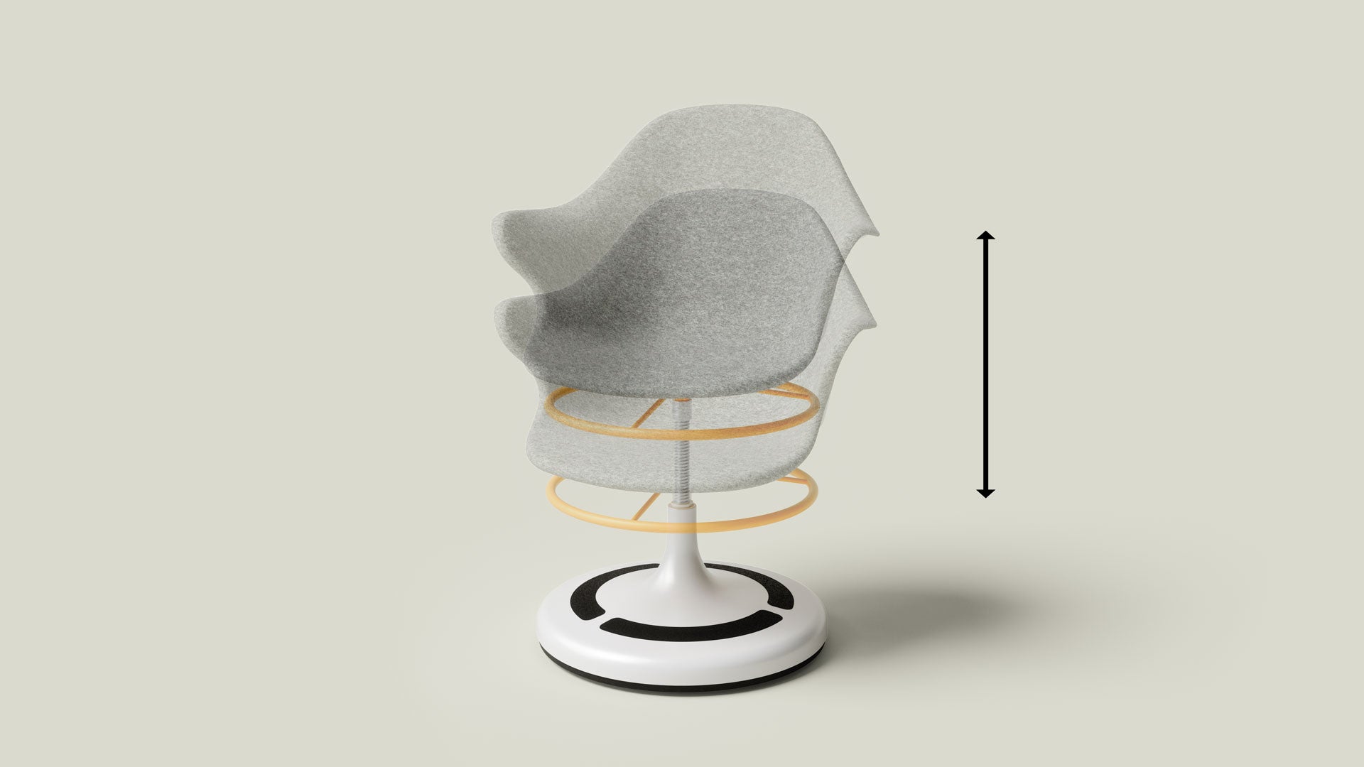 poptop Drehstuhl höhenverstellbar von 310-445mm, Sitzschale Filz grau aus recycelten PET Flaschen  aus der Kategorie Stühle