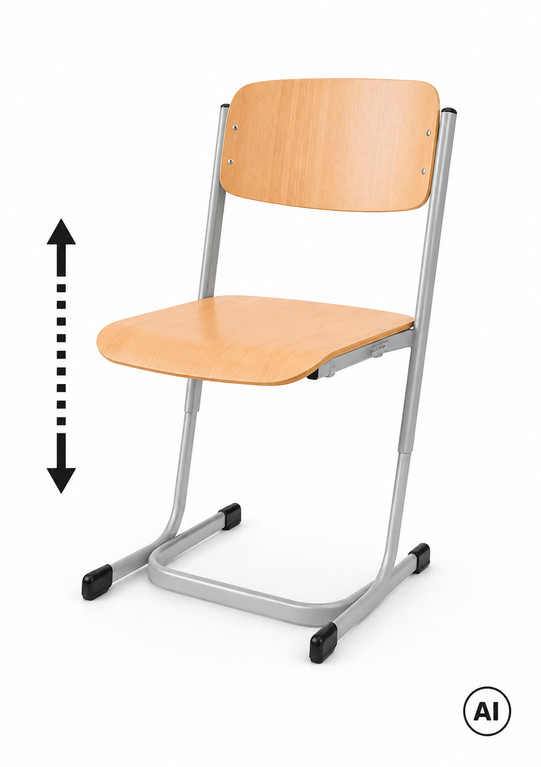 Schülerstuhl, geschlossener Sitzträger, Doppel-U-Fuß, höhenverstellbar von 34-46 cm, aus der Kategorie Schülerstühle
