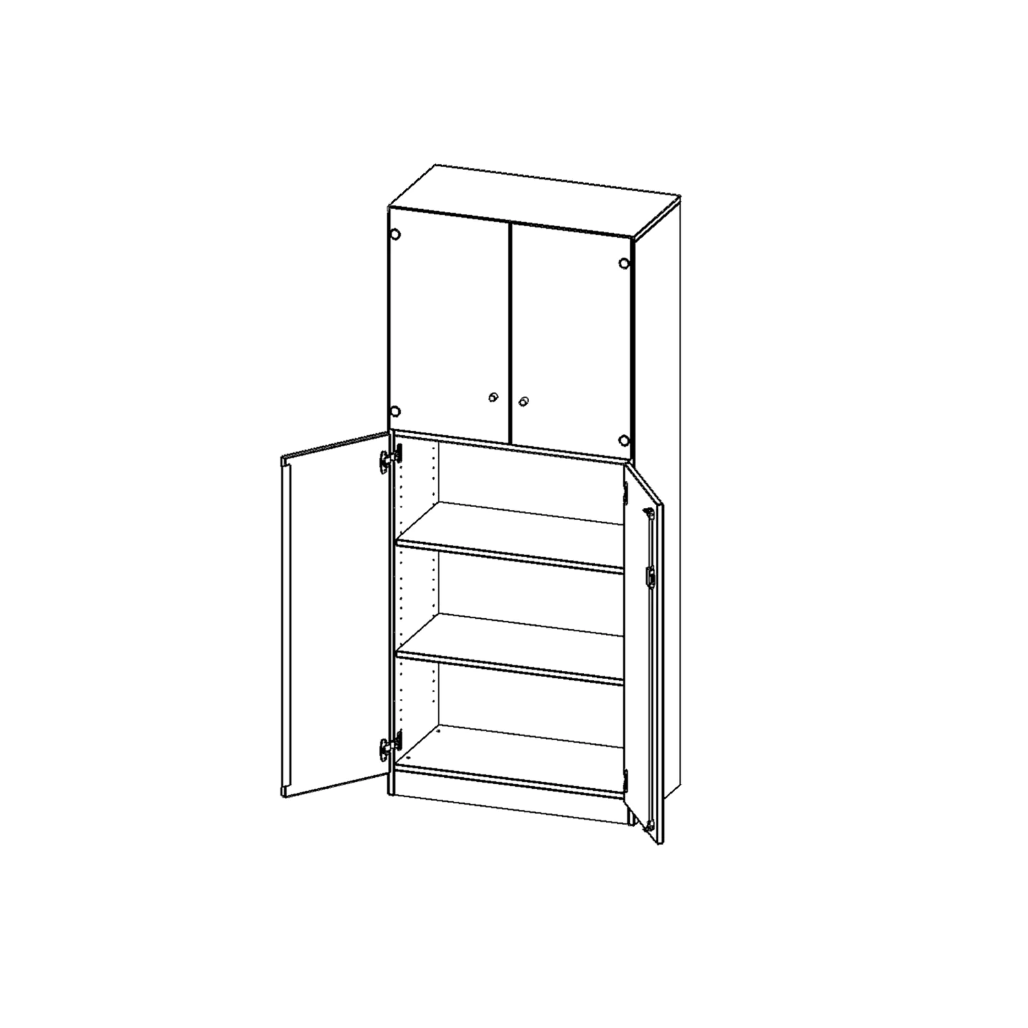 Schrank, 5 OH, Türen unten (3OH), oben 2 Vitrinentüren 2 Türen, abschließbar, B/H/T 80x190x40cm aus der Kategorie Schränke allgemein