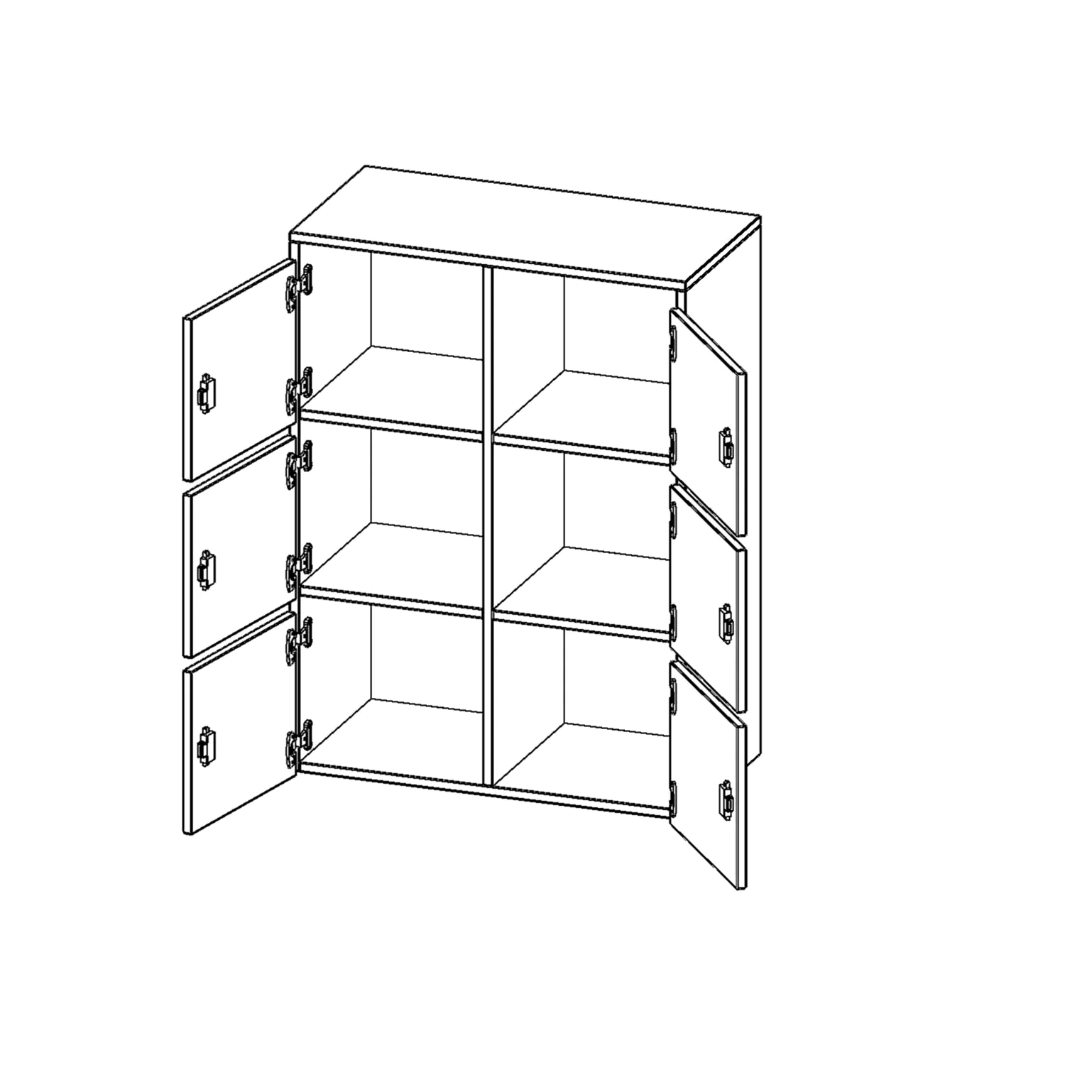 Schließfach - Aufsatz, 3 OH, 6 Schließfächer, mit Briefschlitzt, B/H/T 80x108x40cm aus der Kategorie Schließfachschränke für Lehrer