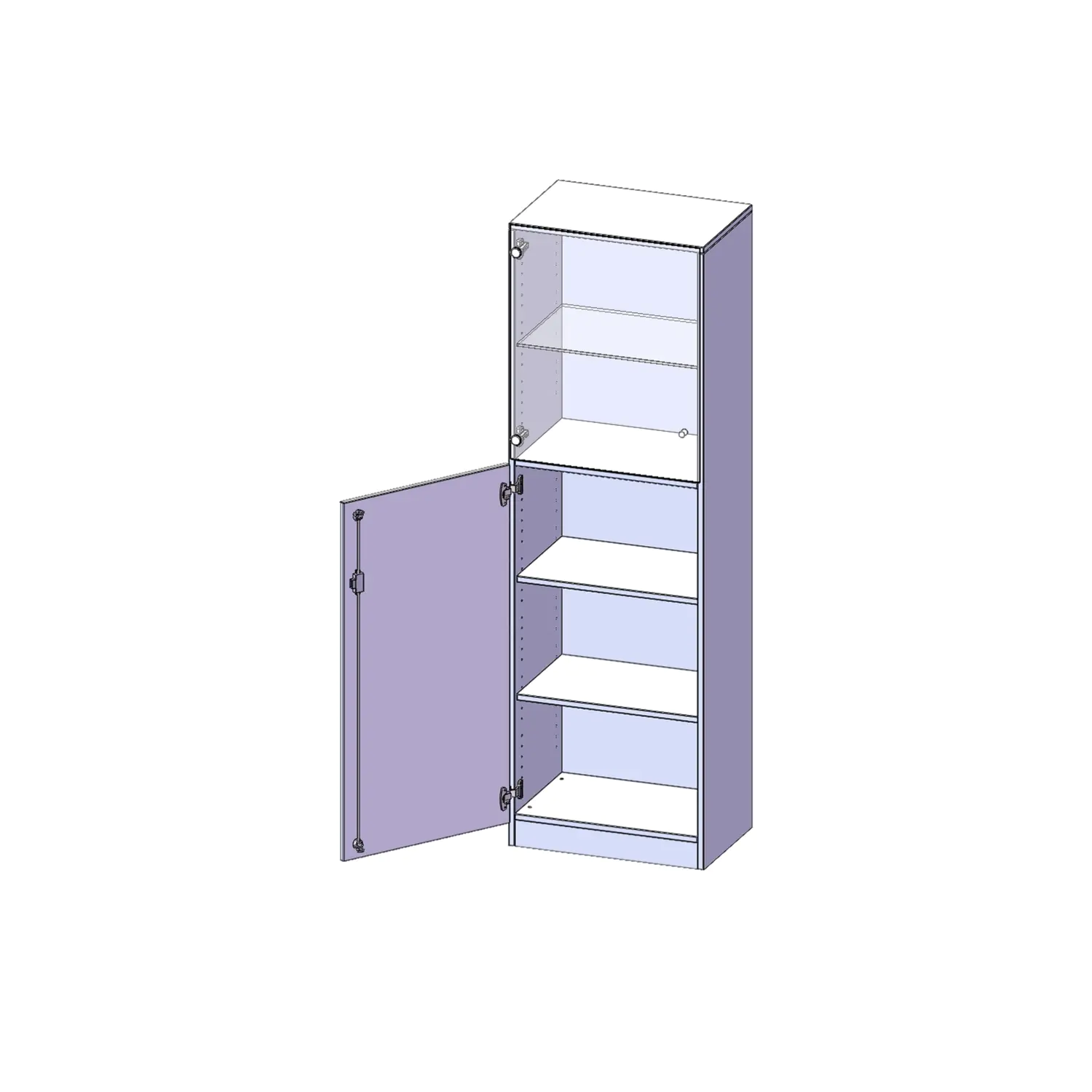 5 OH, Tür unten (3OH), oben 2 Vitrinentüren 1 Tür, abschließbar, links, B/H/T 60x190x60cm aus der Kategorie Schränke allgemein
