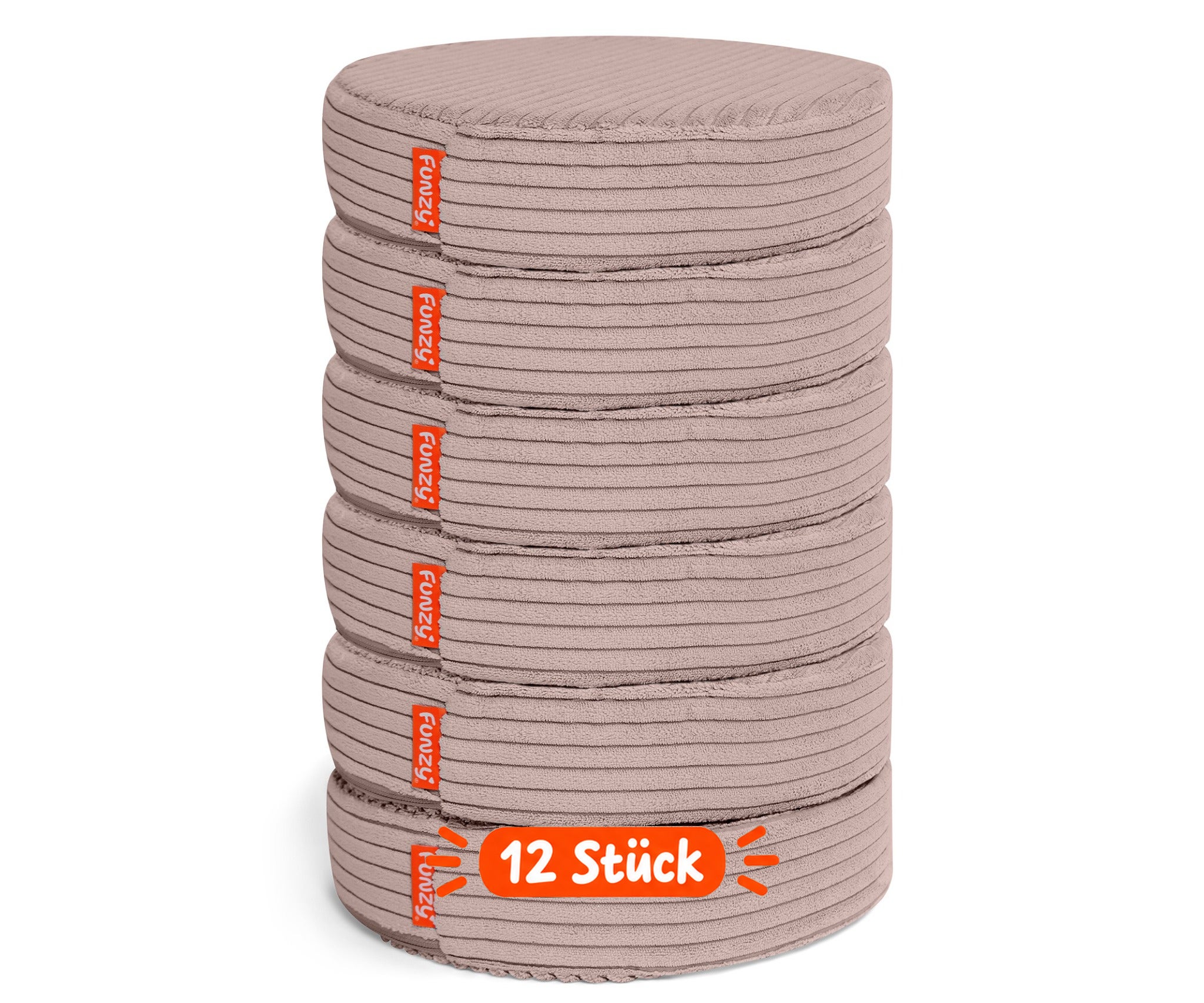 Funzy Buttons Ø 32cm, Höhe 7cm, Set aus 12 runden Spiel- und Sitzkissen mit Cordbezug aus der Kategorie Polstermöbel
