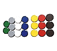 Magnete rund, Ø 30 mm mit Facettenrand, 10 mm hoch, 20 Stück, 7 Farben,