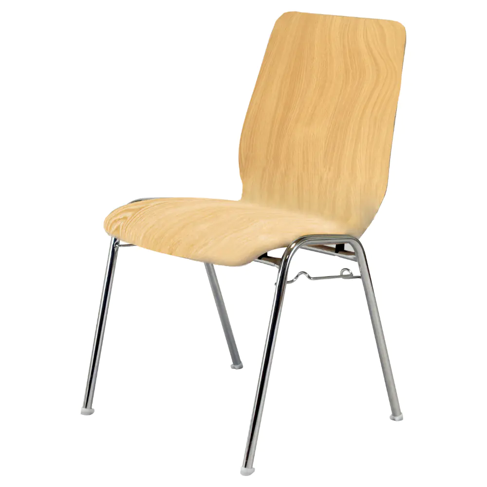 Stuhl, Rundrohrgestell 4-beinig, stapelbar, Sitzschale Wismar Buche natur, SH 45 cm aus der Kategorie Gestell Metall - Schale Holz