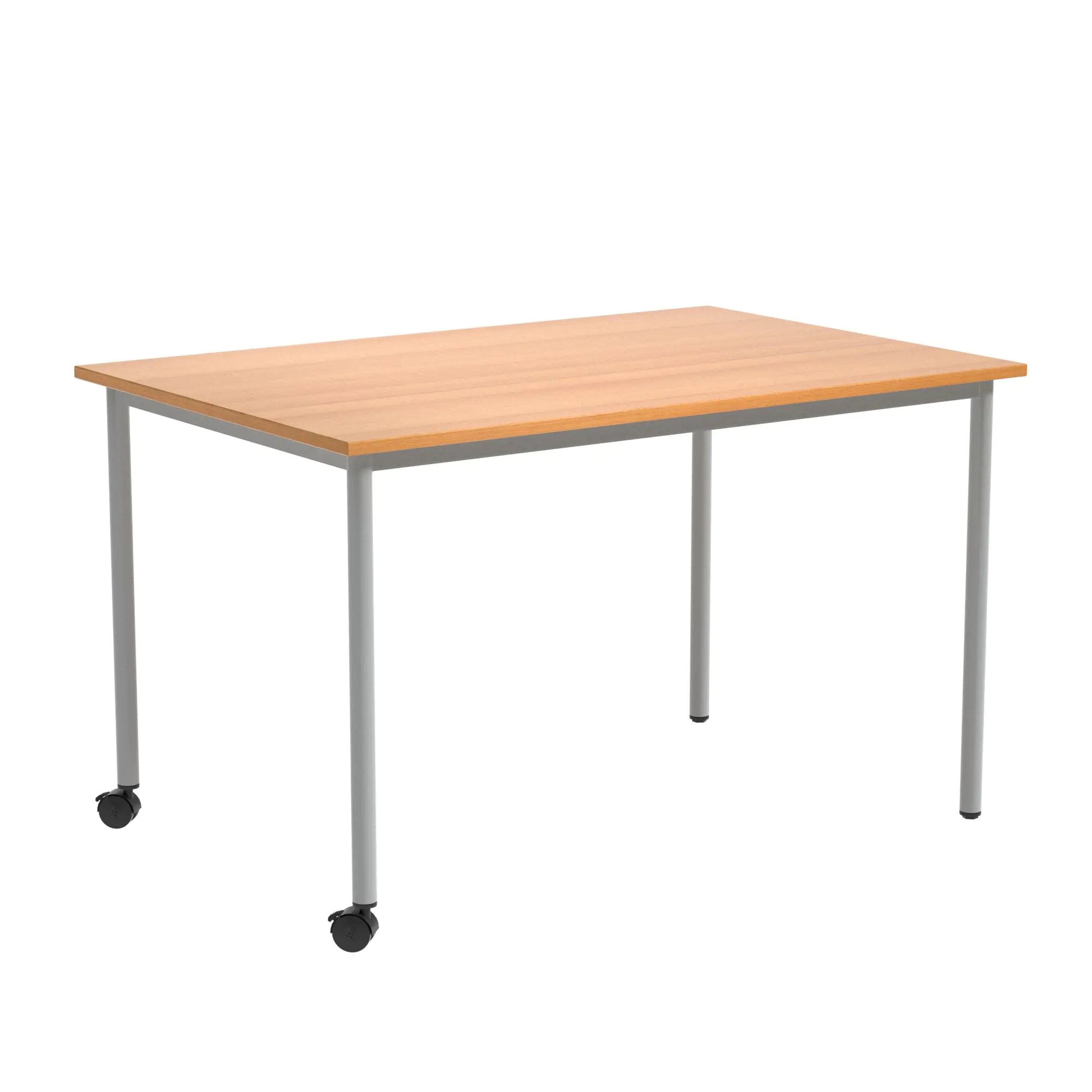 Rechtecktisch, 120x80 cm (B/T), 72 cm hoch, fahrbar (2 Füße mit Rollen),